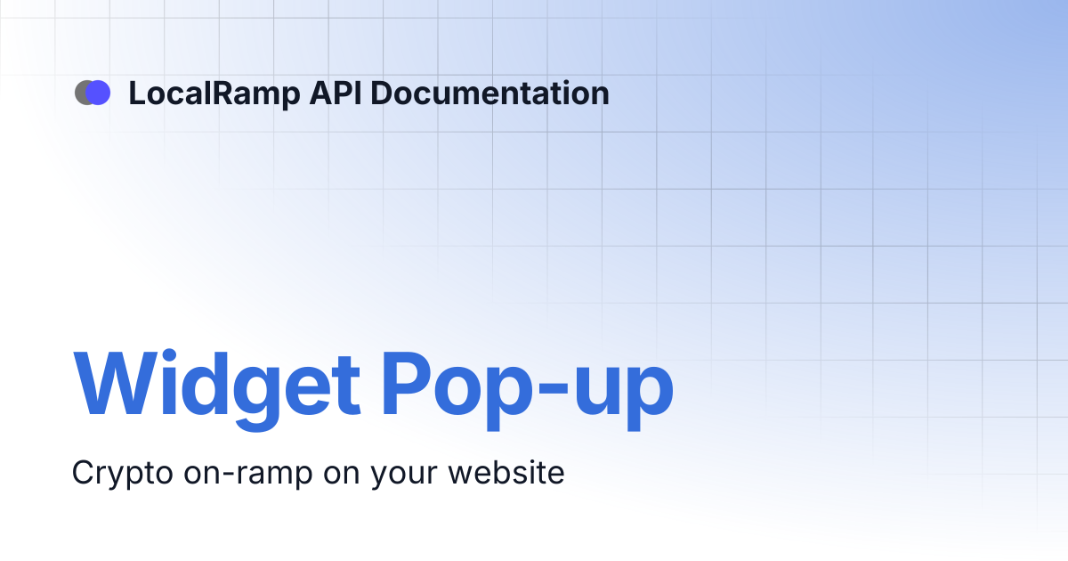 Widget Pop-up | LocalRamp API Documentation